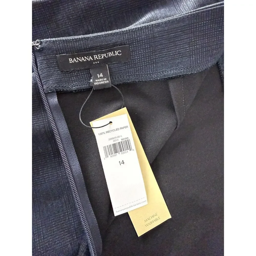 NEW Banana Republic Size 14 Minimalist Preppy Career‎ Pencil Skirt Black Zip NWT